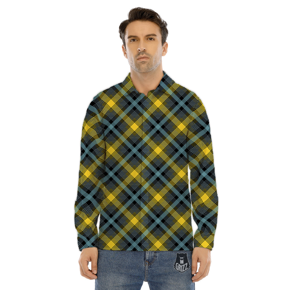 Buffalo Check Black And Purple Print Men's Dress Shirts-grizzshop