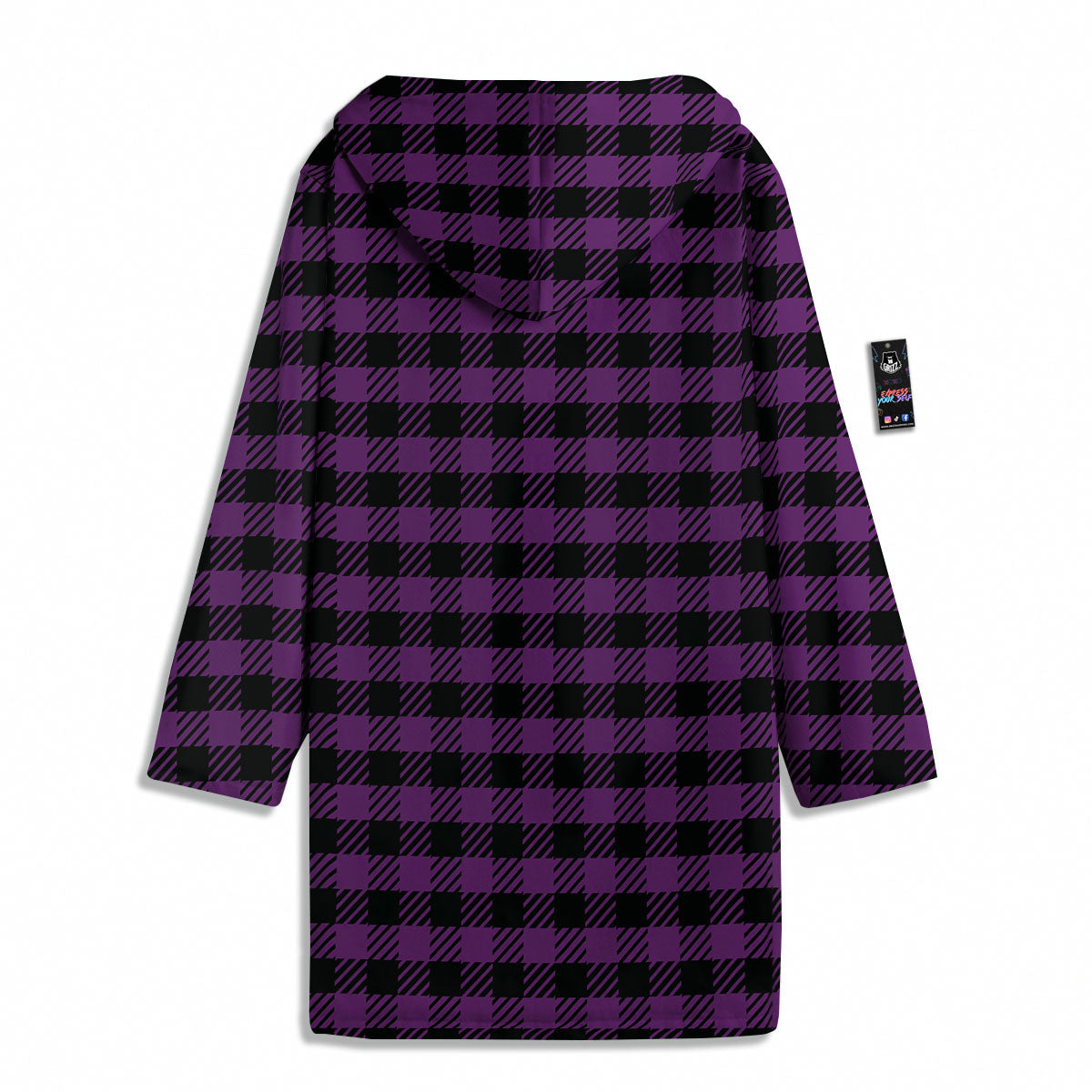Buffalo Check Black And Purple Print Men's Windbreaker Jacket-grizzshop