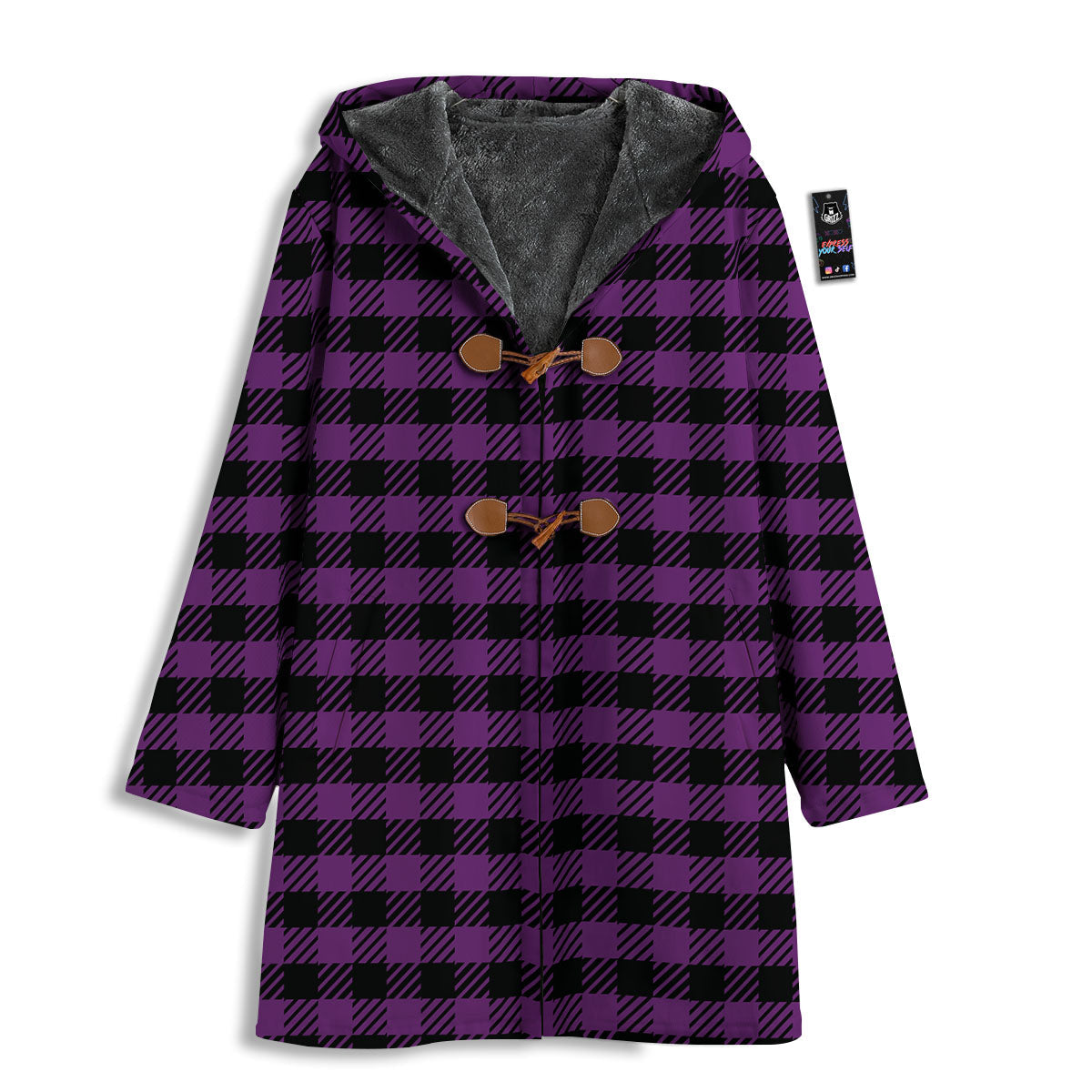Buffalo Check Black And Purple Print Men's Windbreaker Jacket-grizzshop
