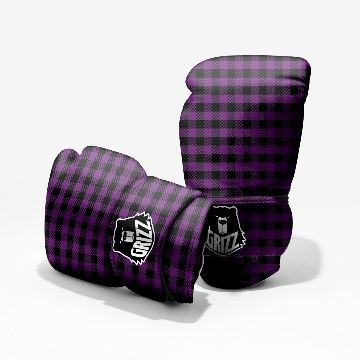 Buffalo Check Black And Purple Print Pro Boxing Glove