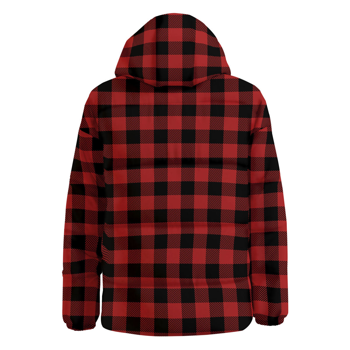 Buffalo Check Black And Red Print Down Jacket-grizzshop