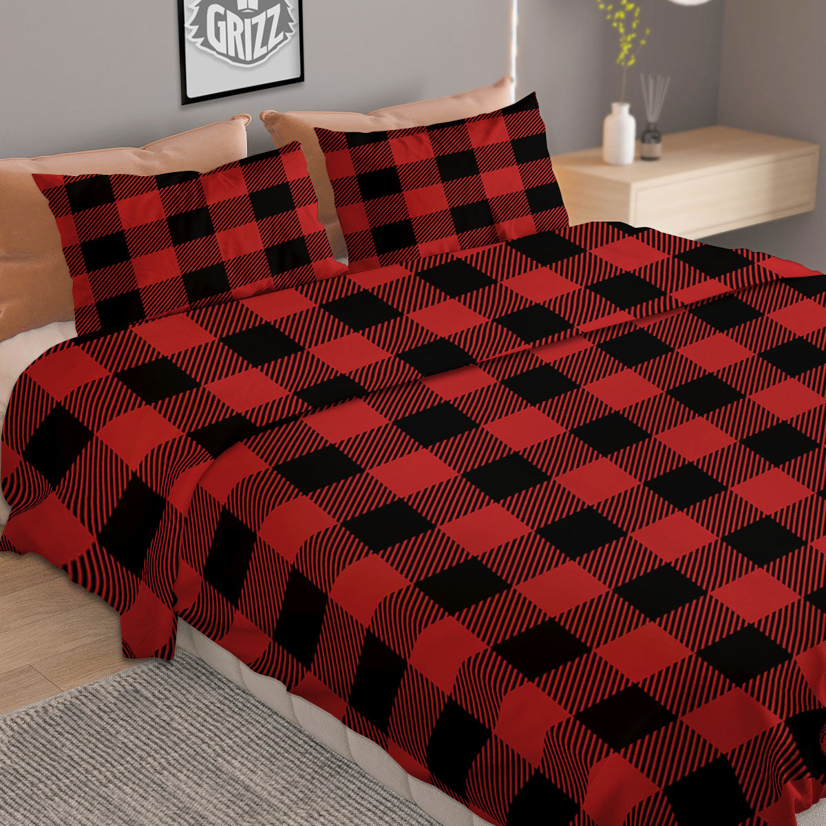Blue Steel And White Gingham Print Pattern Duvet Cover Bedding Set