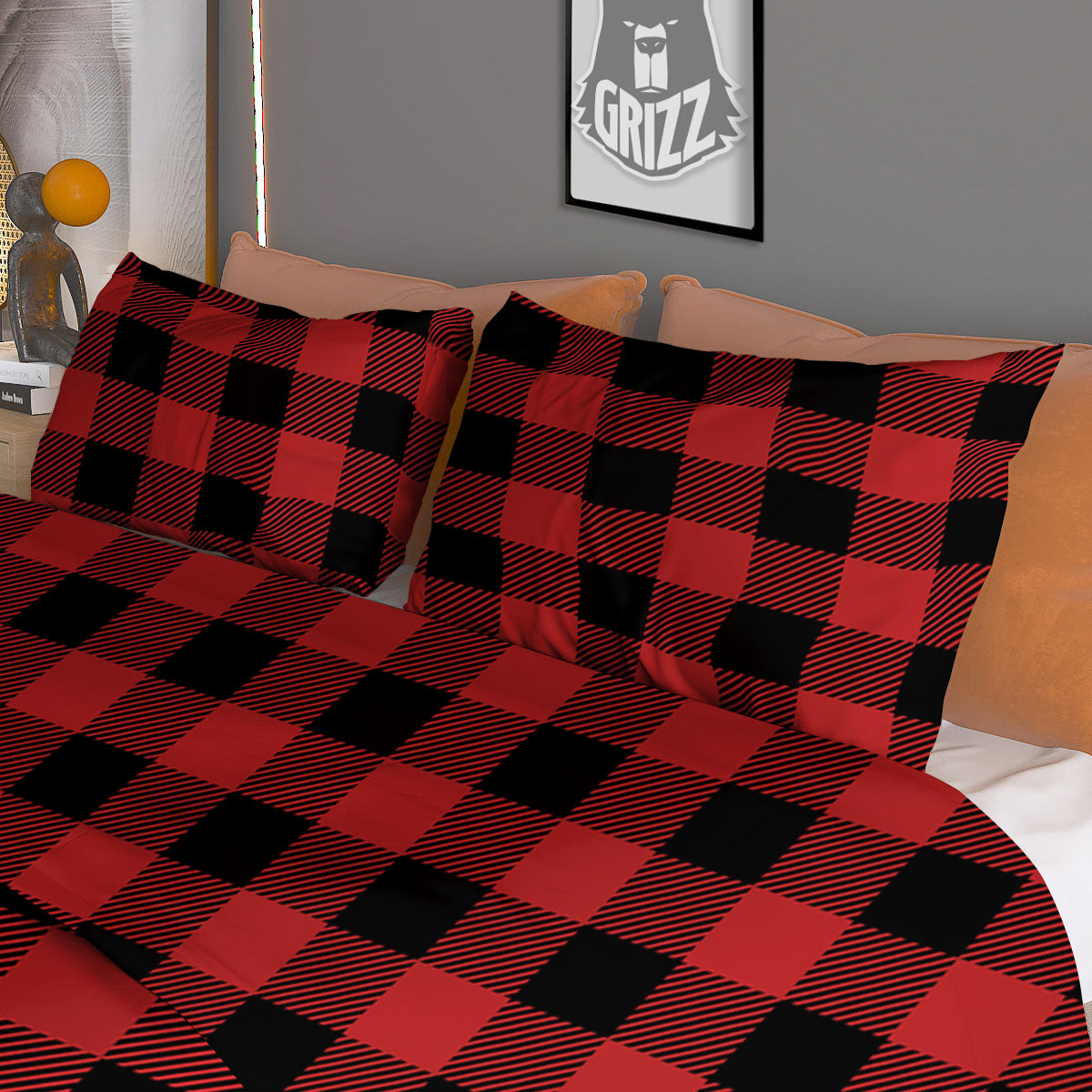 Blue Steel And White Gingham Print Pattern Duvet Cover Bedding Set