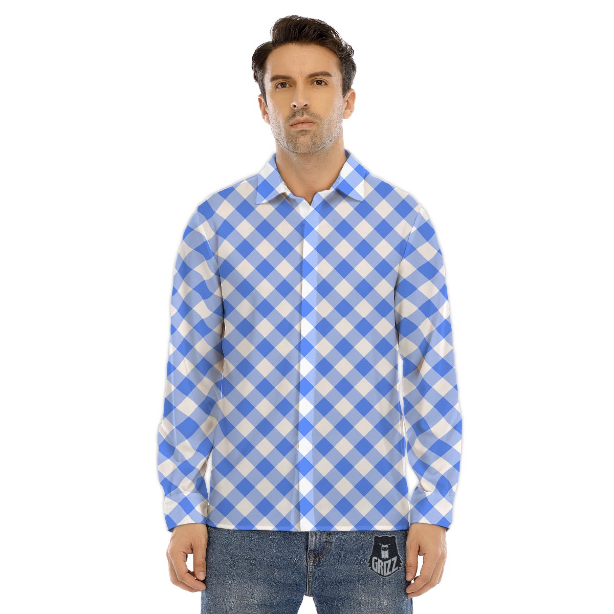 Buffalo Check Black And Red Print Men's Dress Shirts-grizzshop