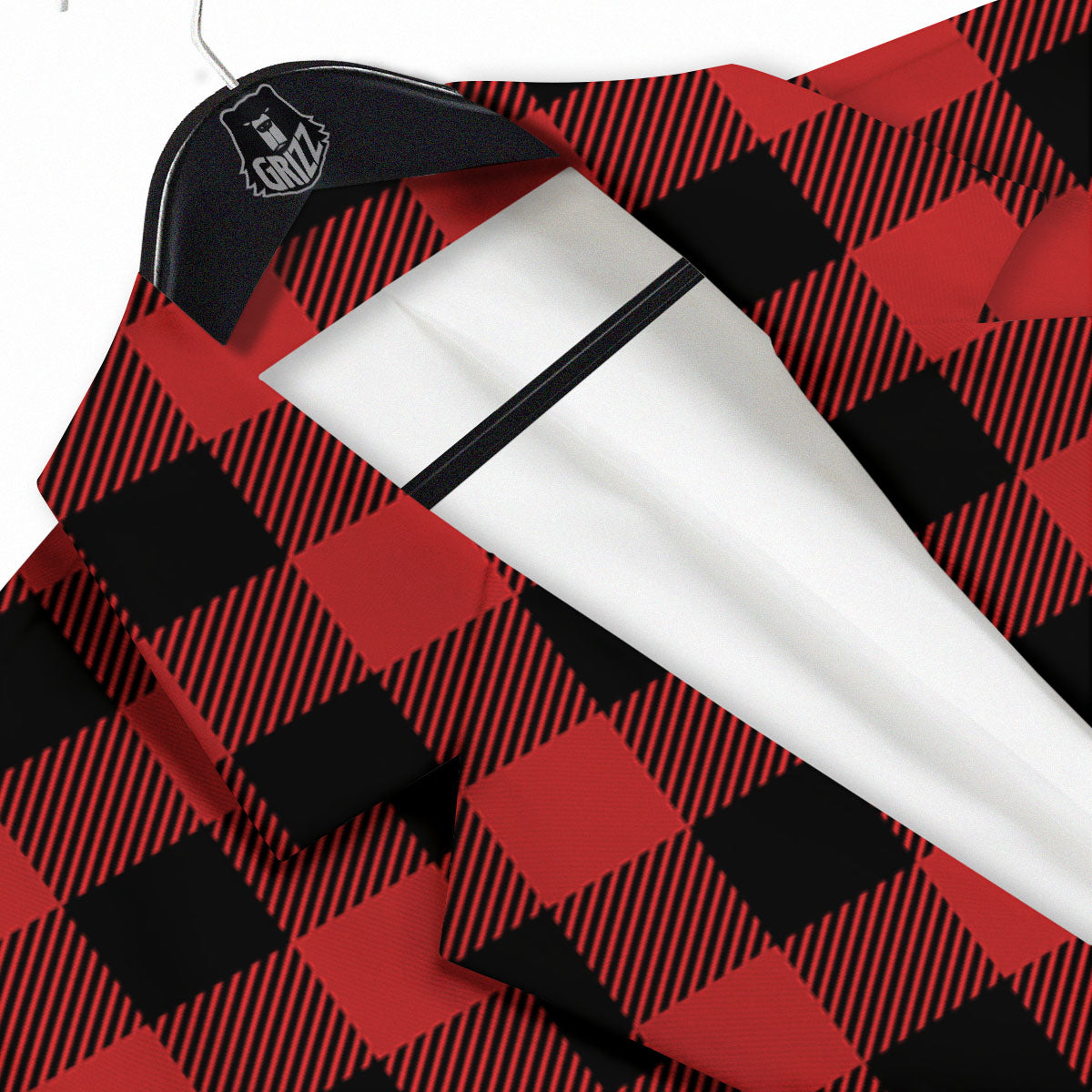Buffalo Check Black And Red Print Men's Sport Coat-grizzshop