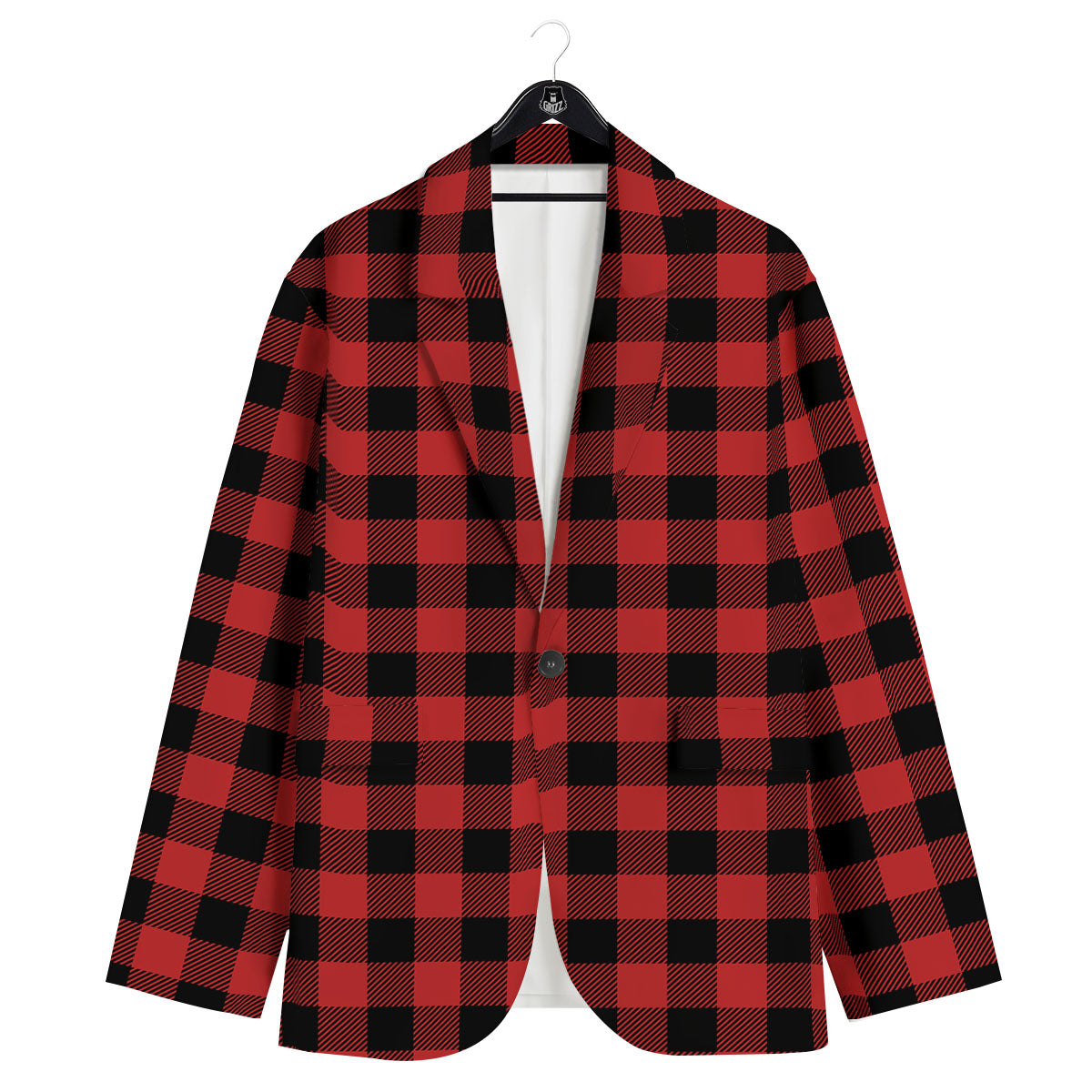 Buffalo Check Black And Red Print Men's Sport Coat-grizzshop