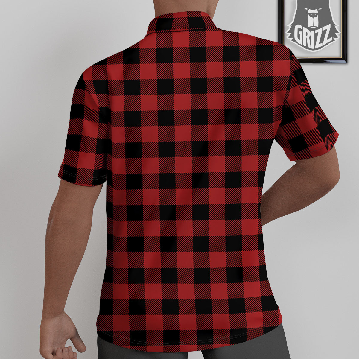 Buffalo Check Black And Red Print Untucked Shirts-grizzshop