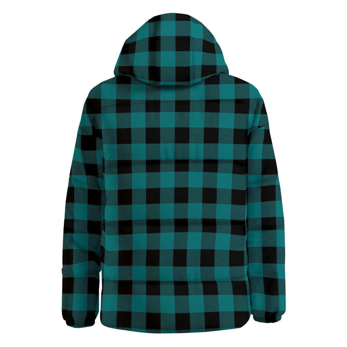 Buffalo Check Black And Teal Print Pattern Down Jacket-grizzshop