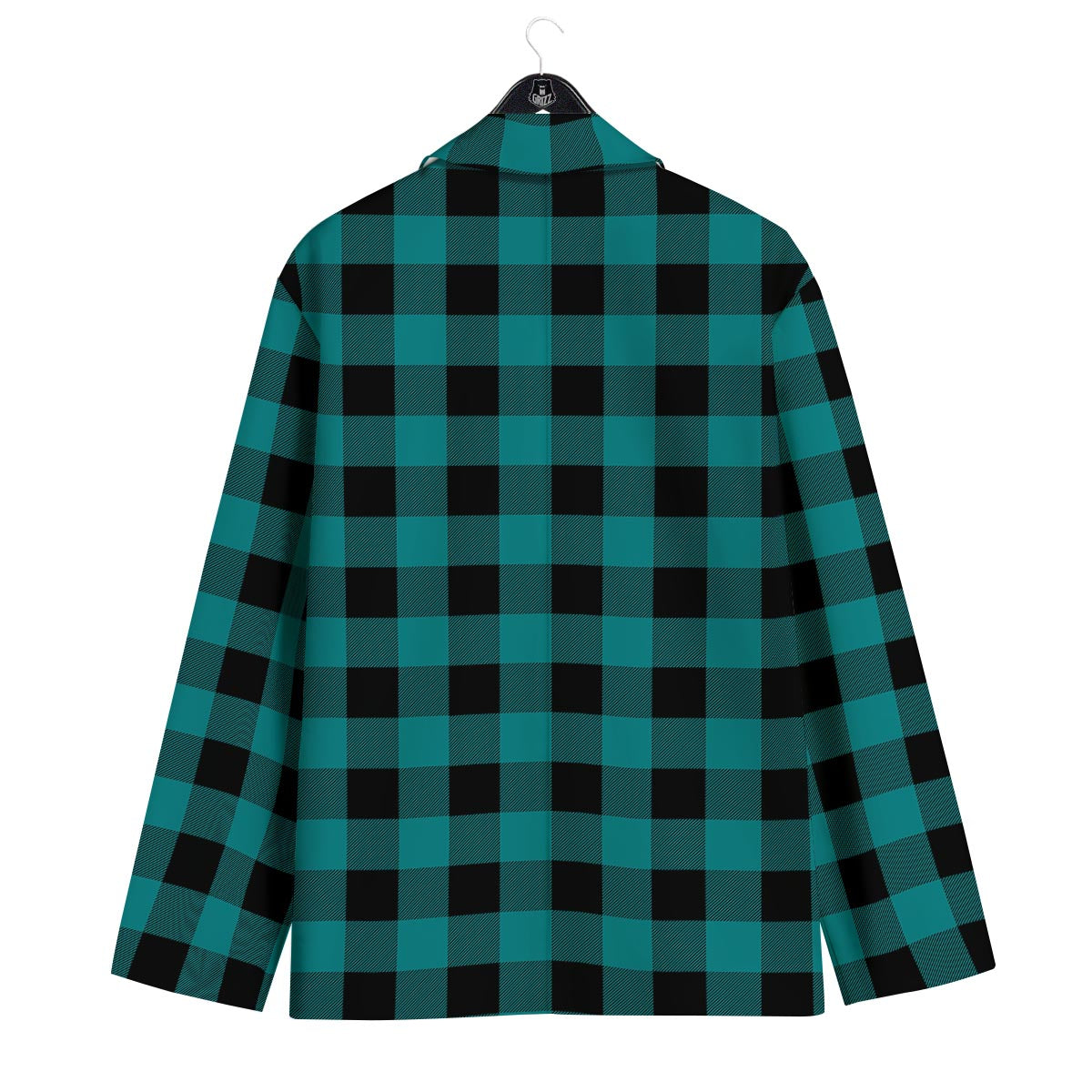 Buffalo Check Black And Teal Print Pattern Men's Sport Coat-grizzshop