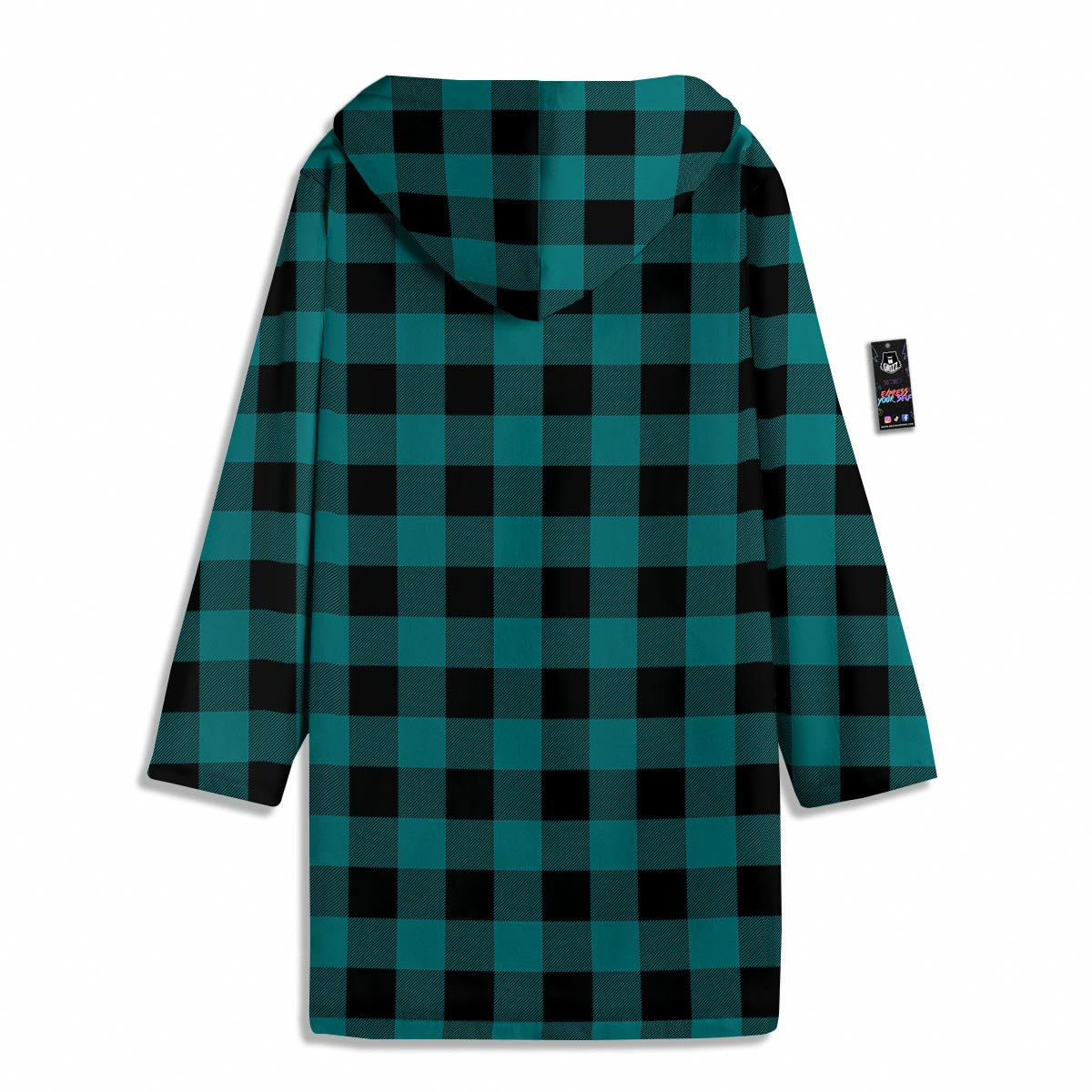 Buffalo Check Black And Teal Print Pattern Men's Windbreaker Jacket-grizzshop