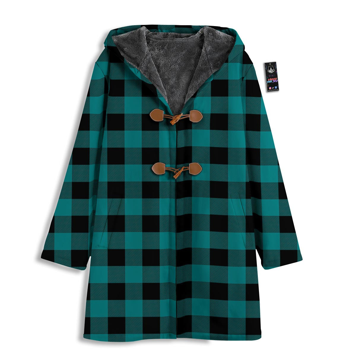 Buffalo Check Black And Teal Print Pattern Men's Windbreaker Jacket-grizzshop