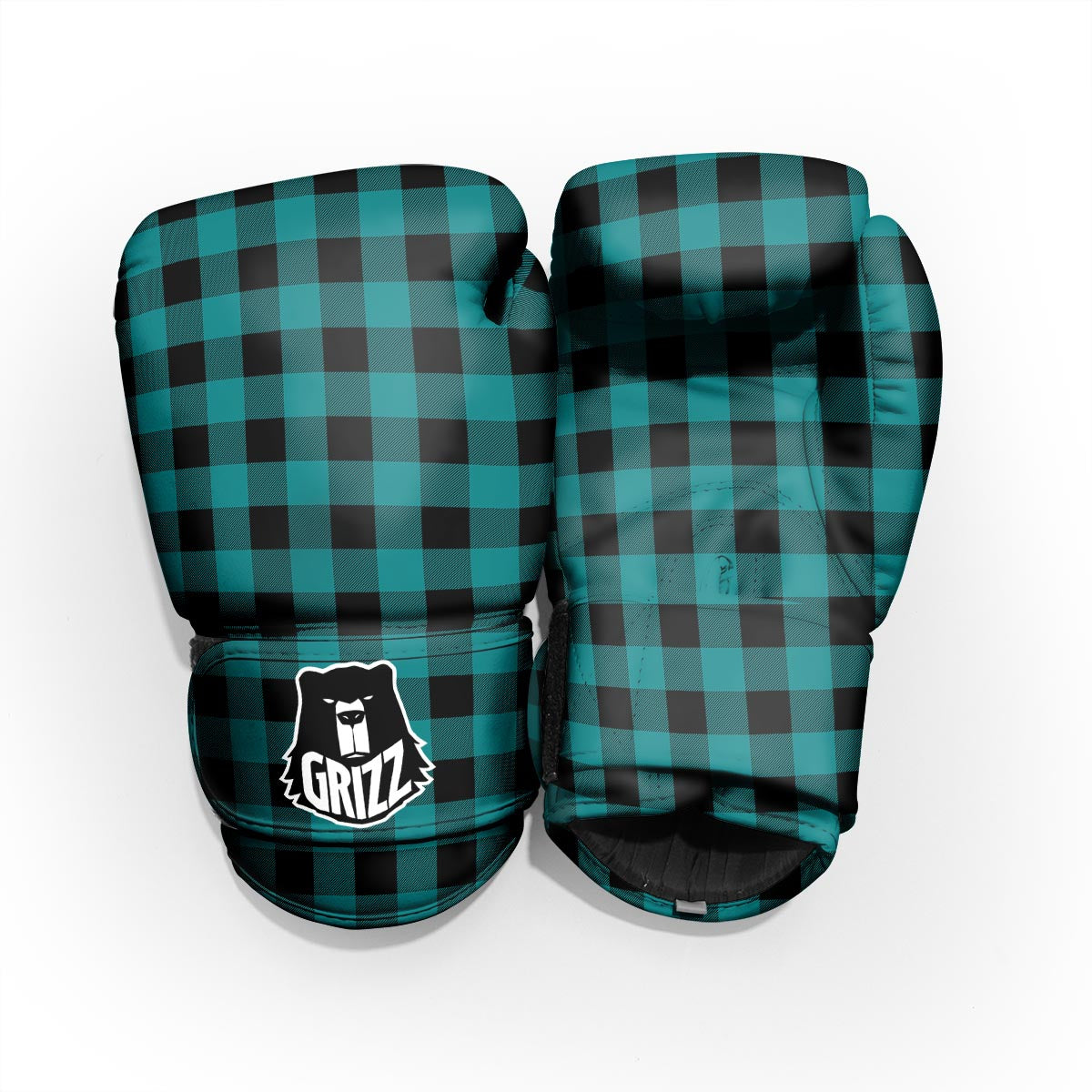 Buffalo Check Black And Teal Print Pattern Pro Boxing Glove