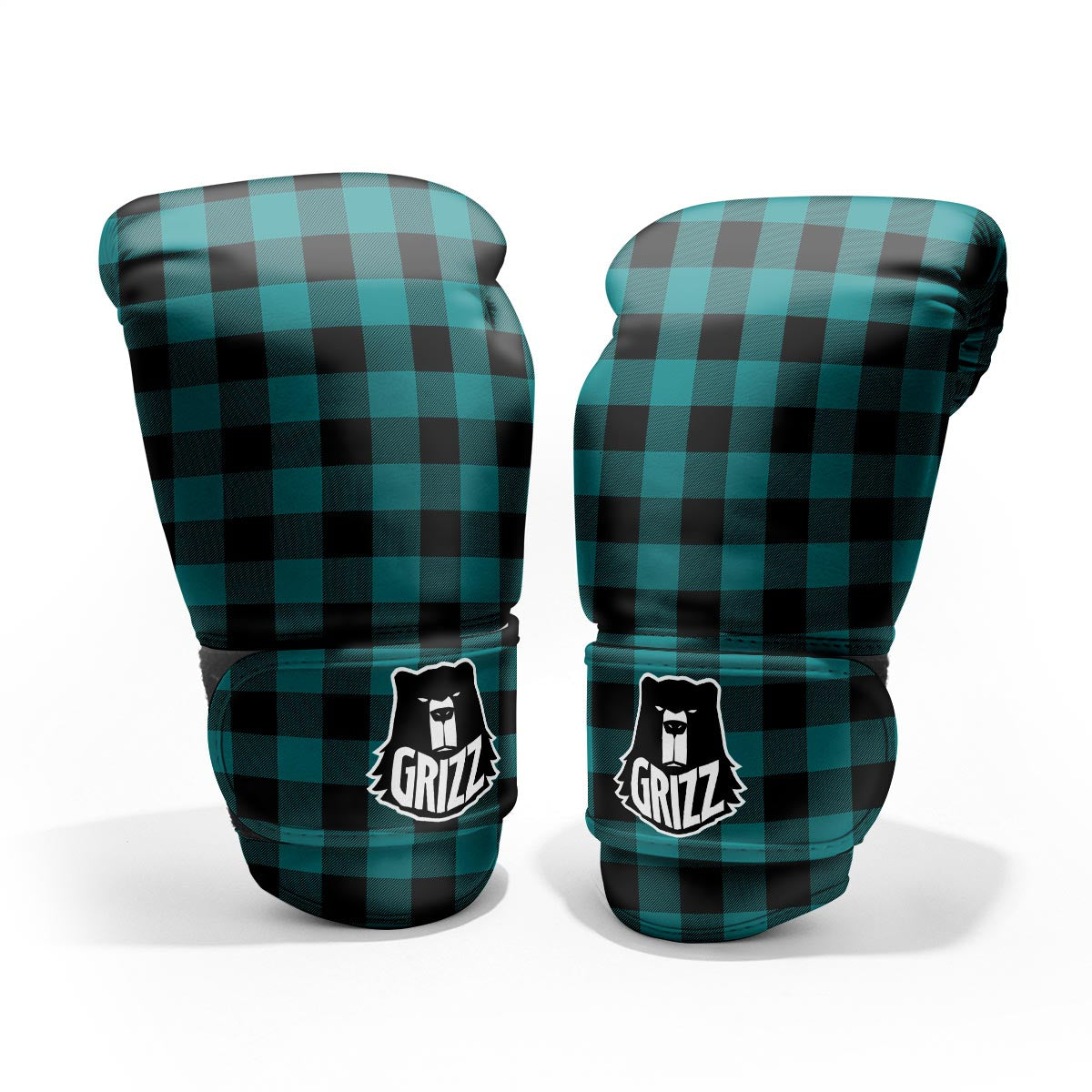 Buffalo Check Black And Teal Print Pattern Pro Boxing Glove