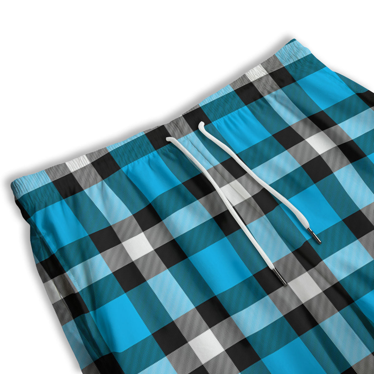 Buffalo Check Black And Turquoise Print Pattern Men's Athletic Shorts