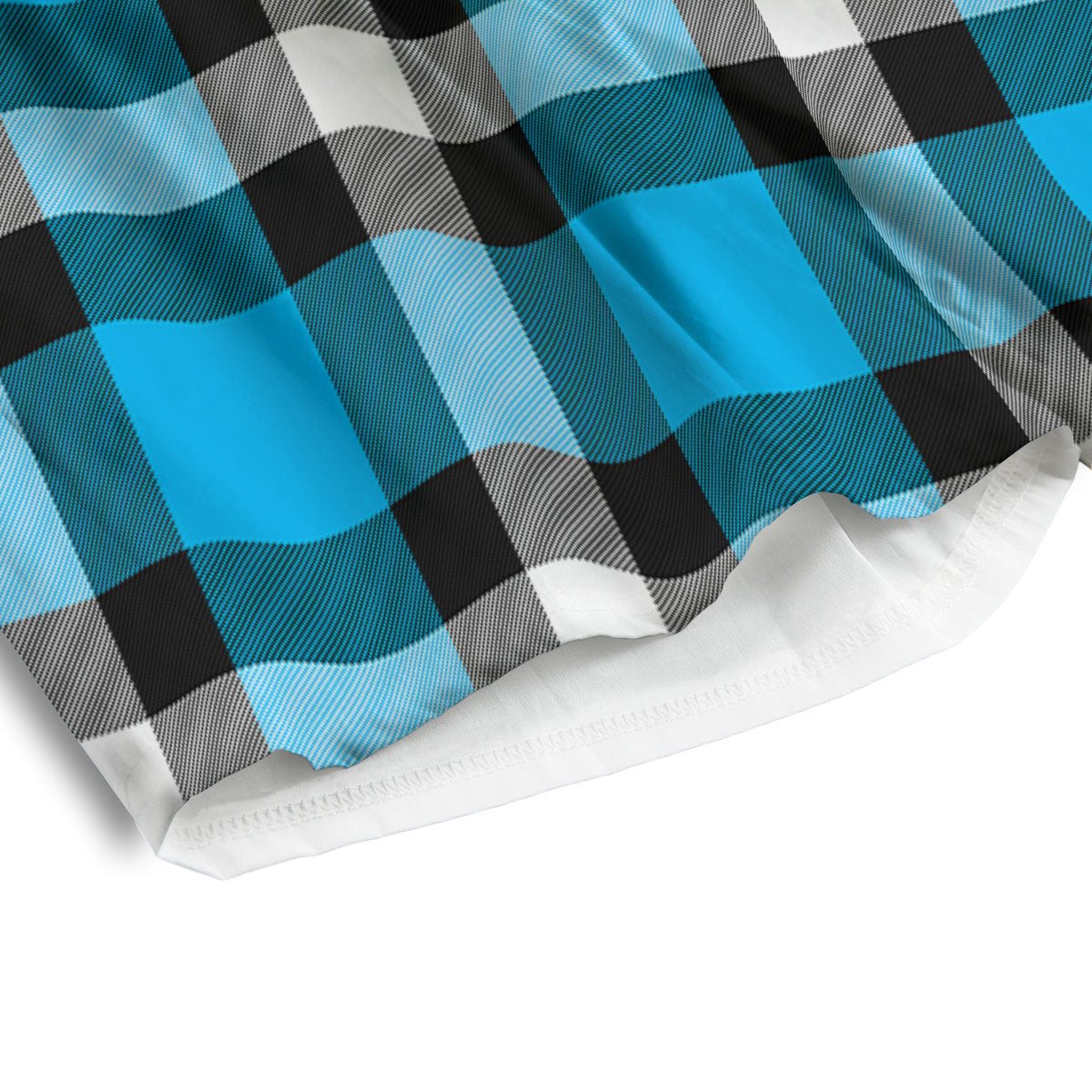 Buffalo Check Black And Turquoise Print Pattern Men's Athletic Shorts