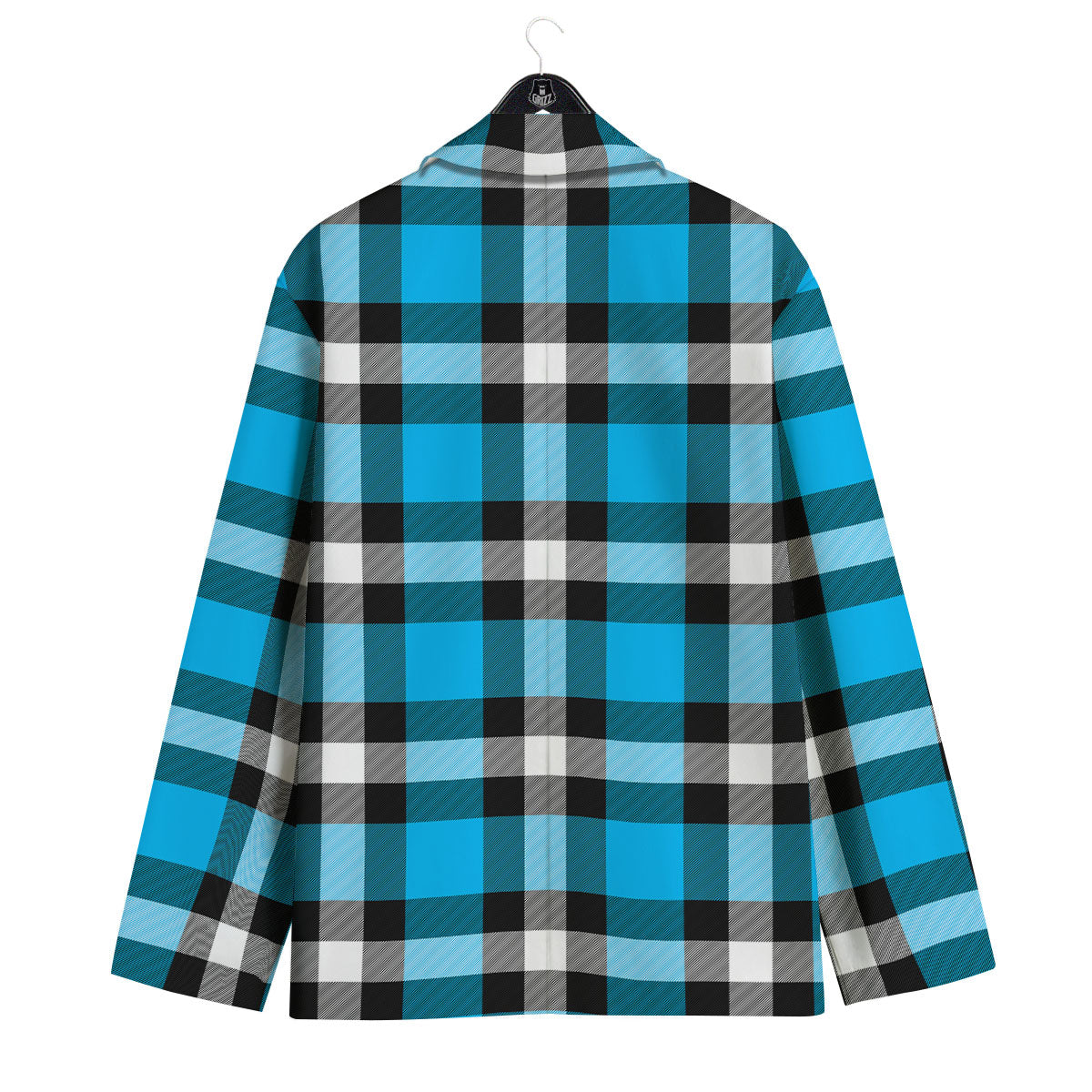 Buffalo Check Black And Turquoise Print Pattern Men's Sport Coat-grizzshop