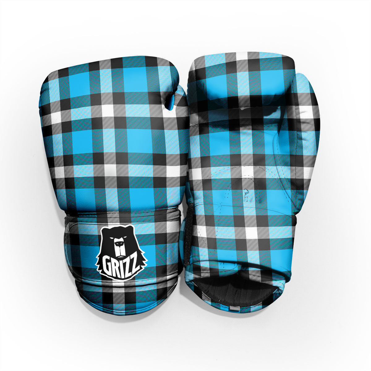 Buffalo Check Black And Turquoise Print Pattern Pro Boxing Glove