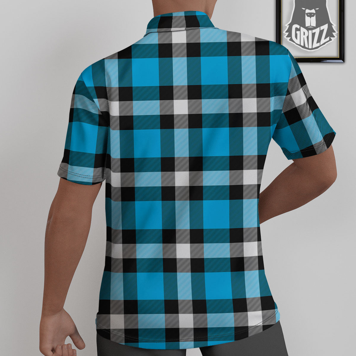 Buffalo Check Black And Turquoise Print Pattern Untucked Shirts-grizzshop