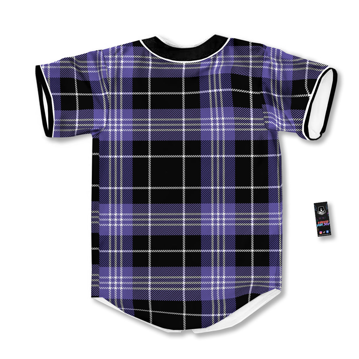 Buffalo Check Black And Violet Print Pattern Baseball Jersey-grizzshop