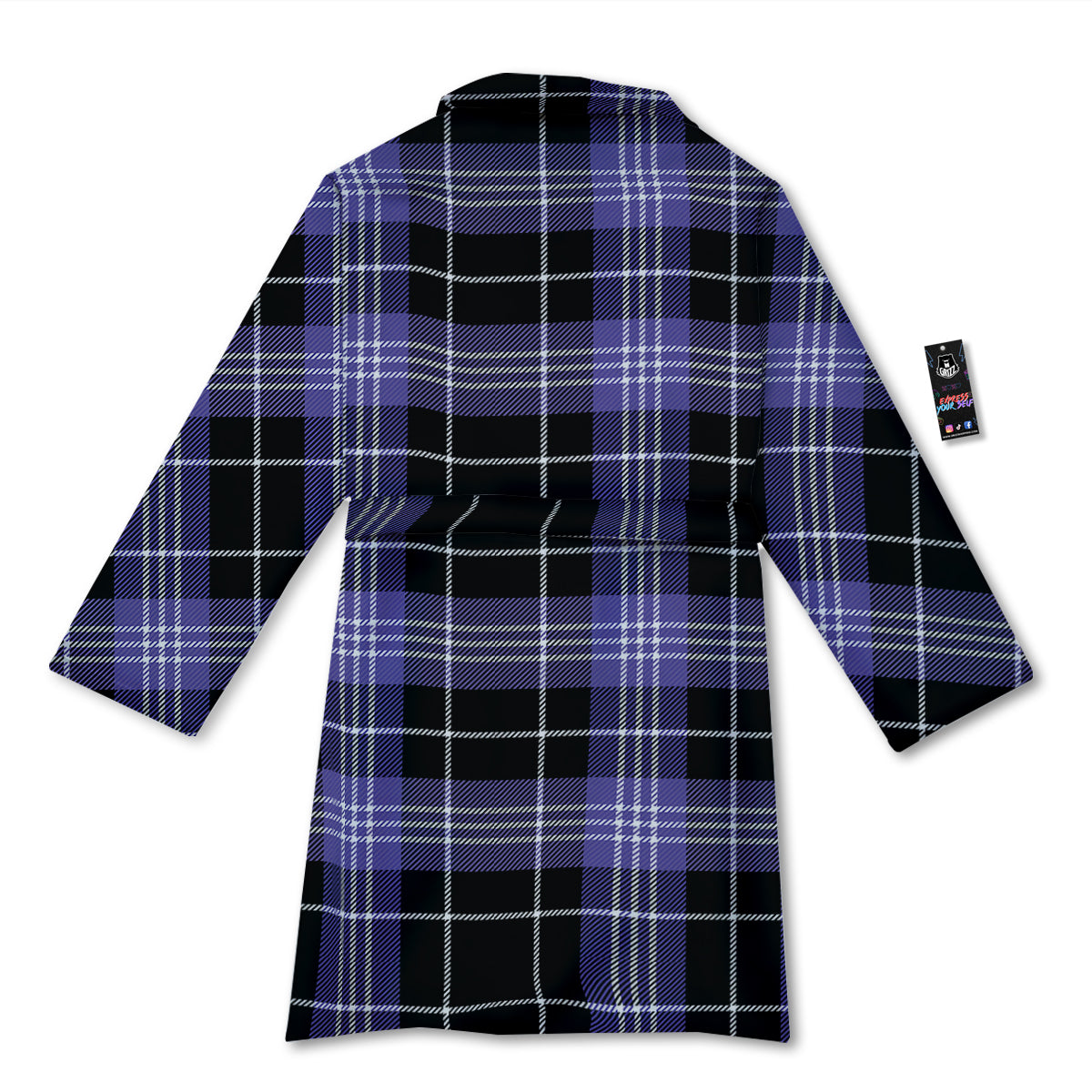 Buffalo Check Black And Violet Print Pattern Bathrobe-grizzshop