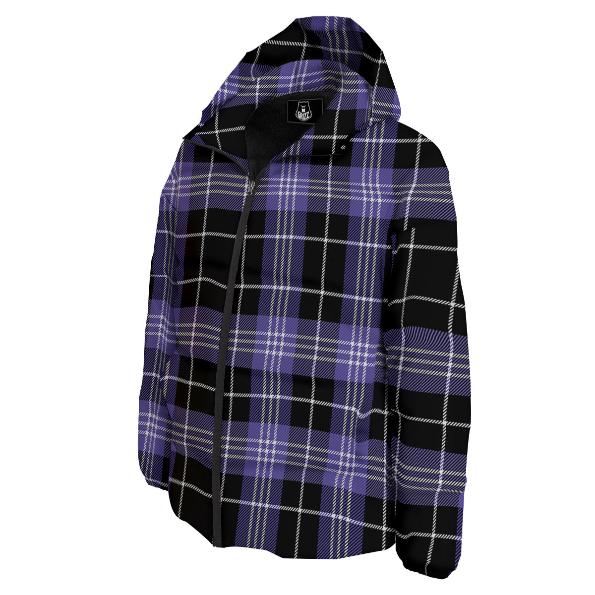 Buffalo Check Black And Violet Print Pattern Down Jacket-grizzshop