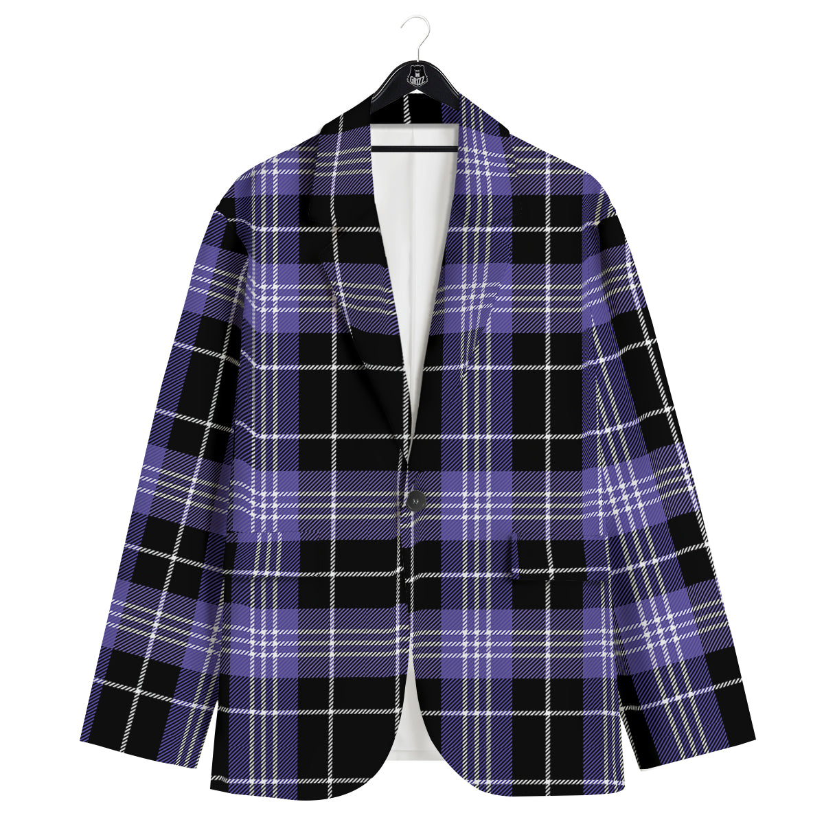 Buffalo Check Black And Violet Print Pattern Men's Sport Coat-grizzshop