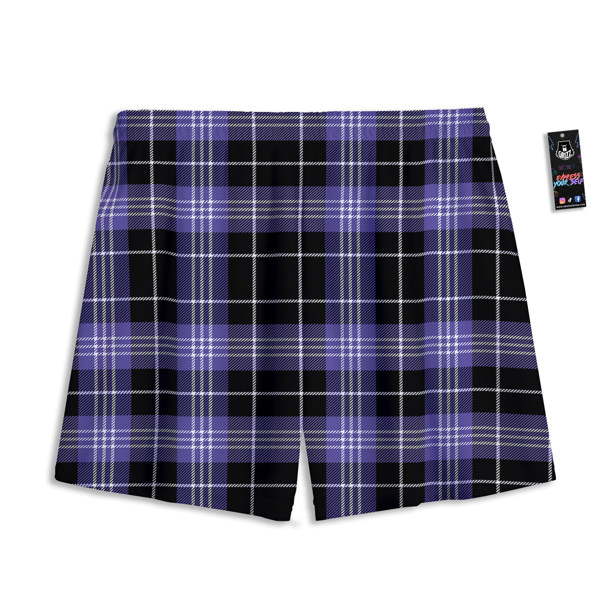 Buffalo Check Black And Violet Print Pattern Mesh Shorts