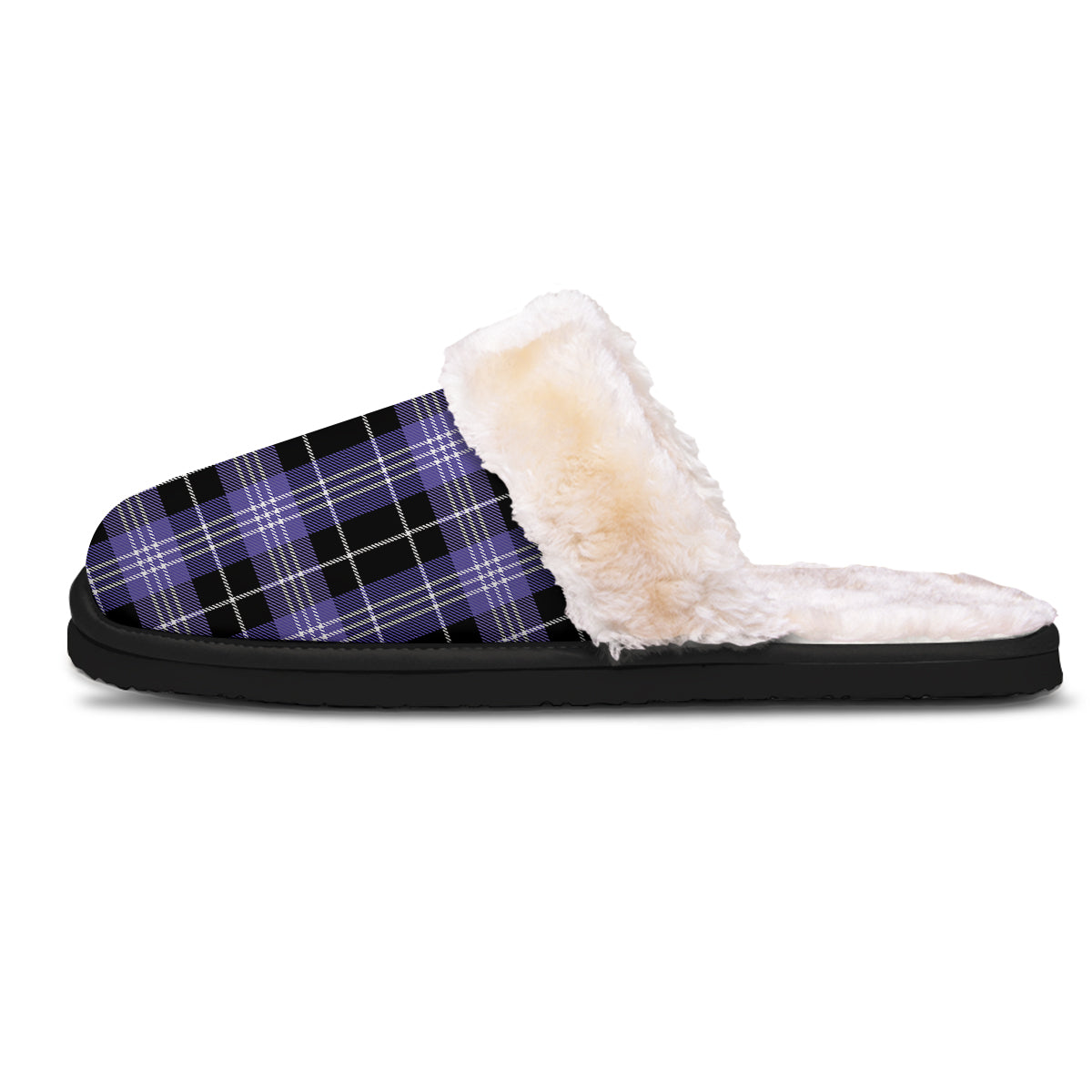Buffalo Check Black And Violet Print Pattern Slippers-grizzshop