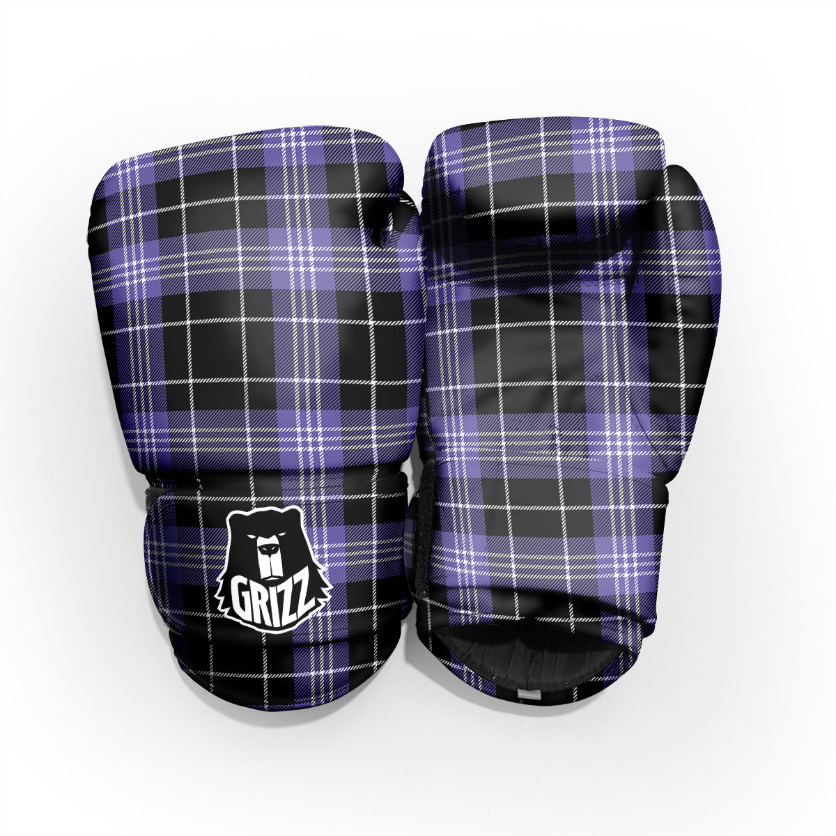 Buffalo Check Black And Violet Print Pattern Pro Boxing Glove