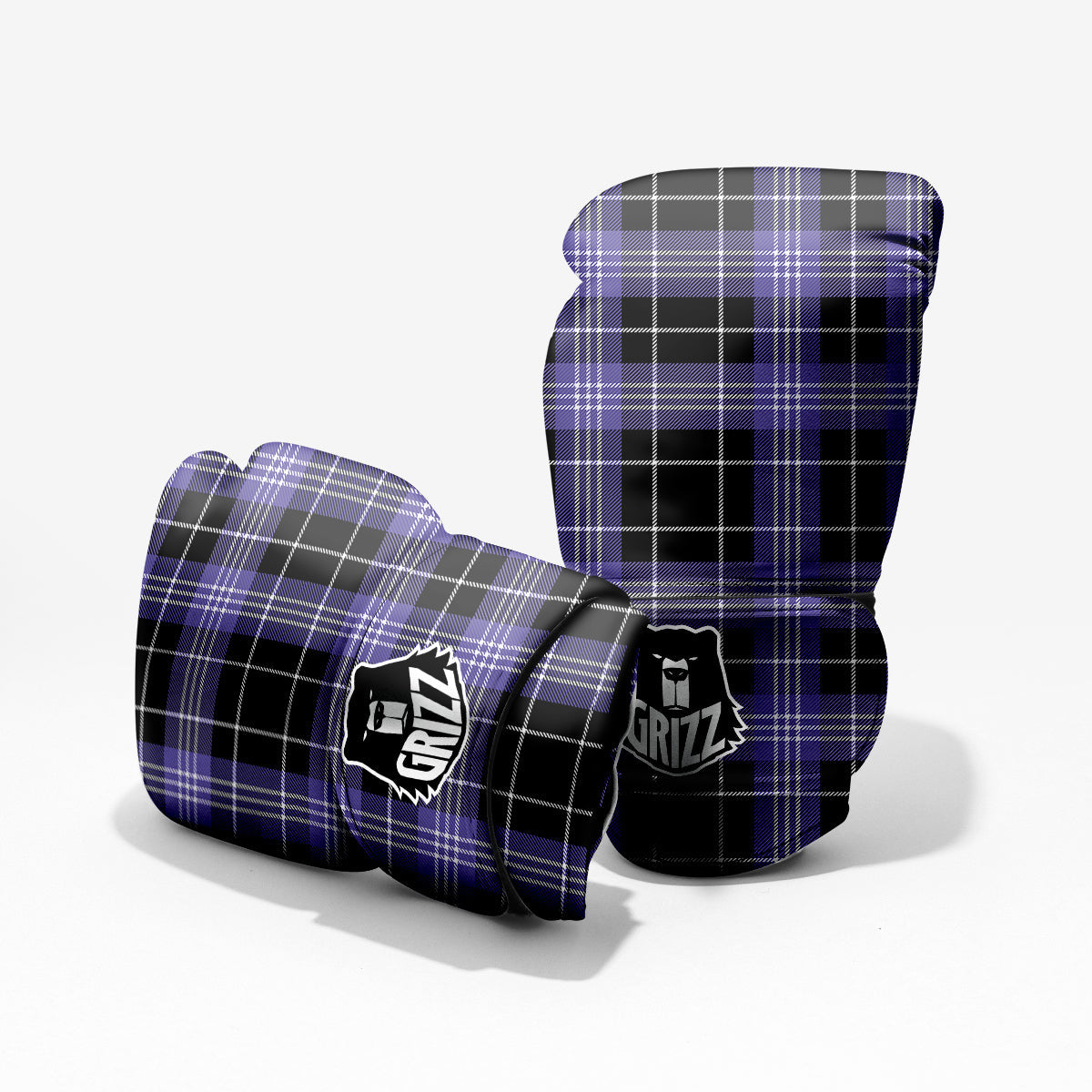 Buffalo Check Black And Violet Print Pattern Pro Boxing Glove