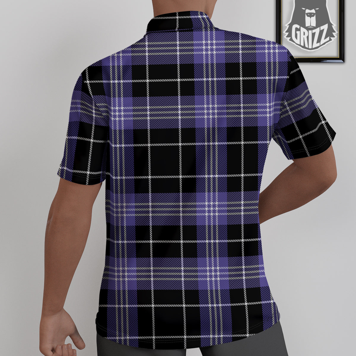 Buffalo Check Black And Violet Print Pattern Untucked Shirts-grizzshop