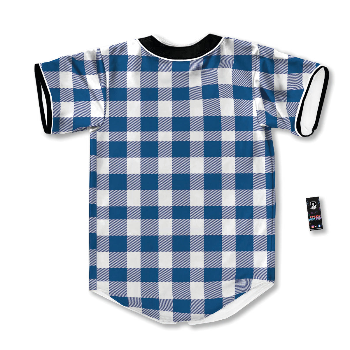 Buffalo Check Blue Print Pattern Baseball Jersey-grizzshop