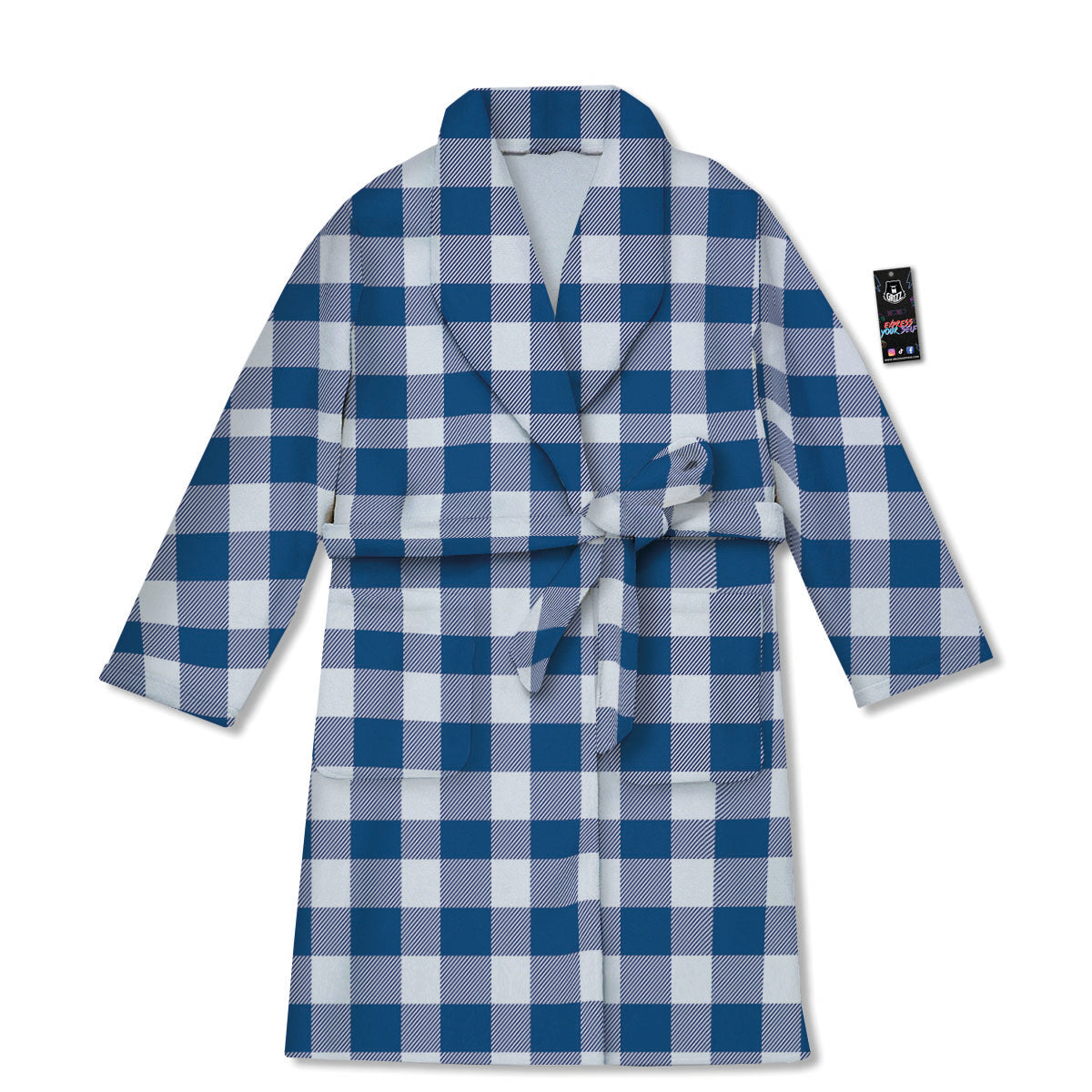 Buffalo Check Blue Print Pattern Bathrobe-grizzshop
