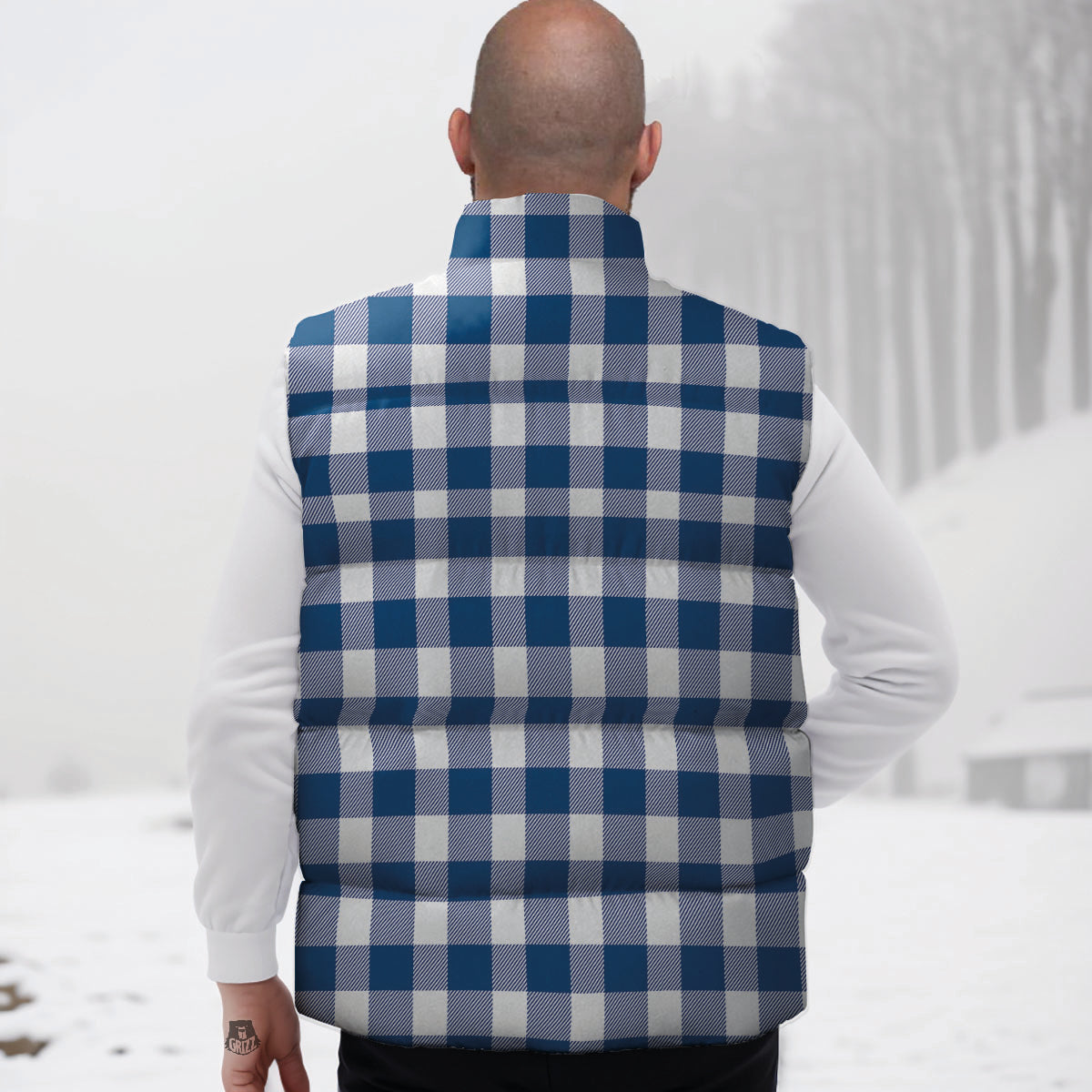 Buffalo Check Blue Print Pattern Down Vest