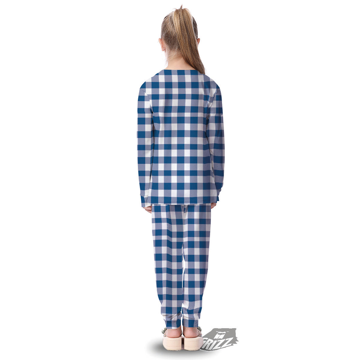 Buffalo Check Blue Print Pattern Kid's Pajamas-grizzshop