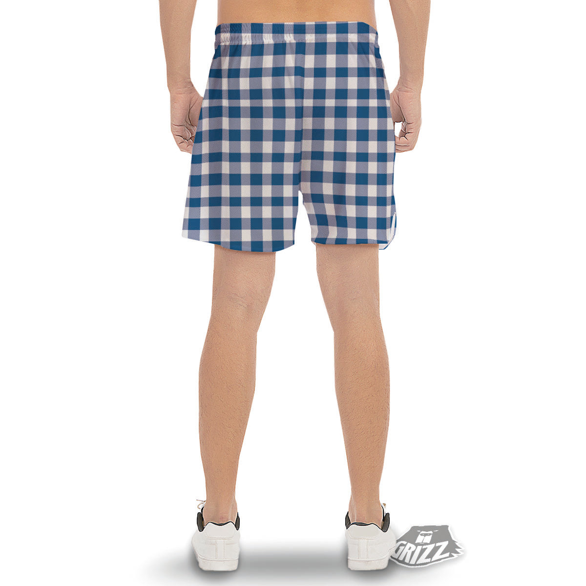 Buffalo Check Blue Print Pattern Men's Gym Shorts-grizzshop