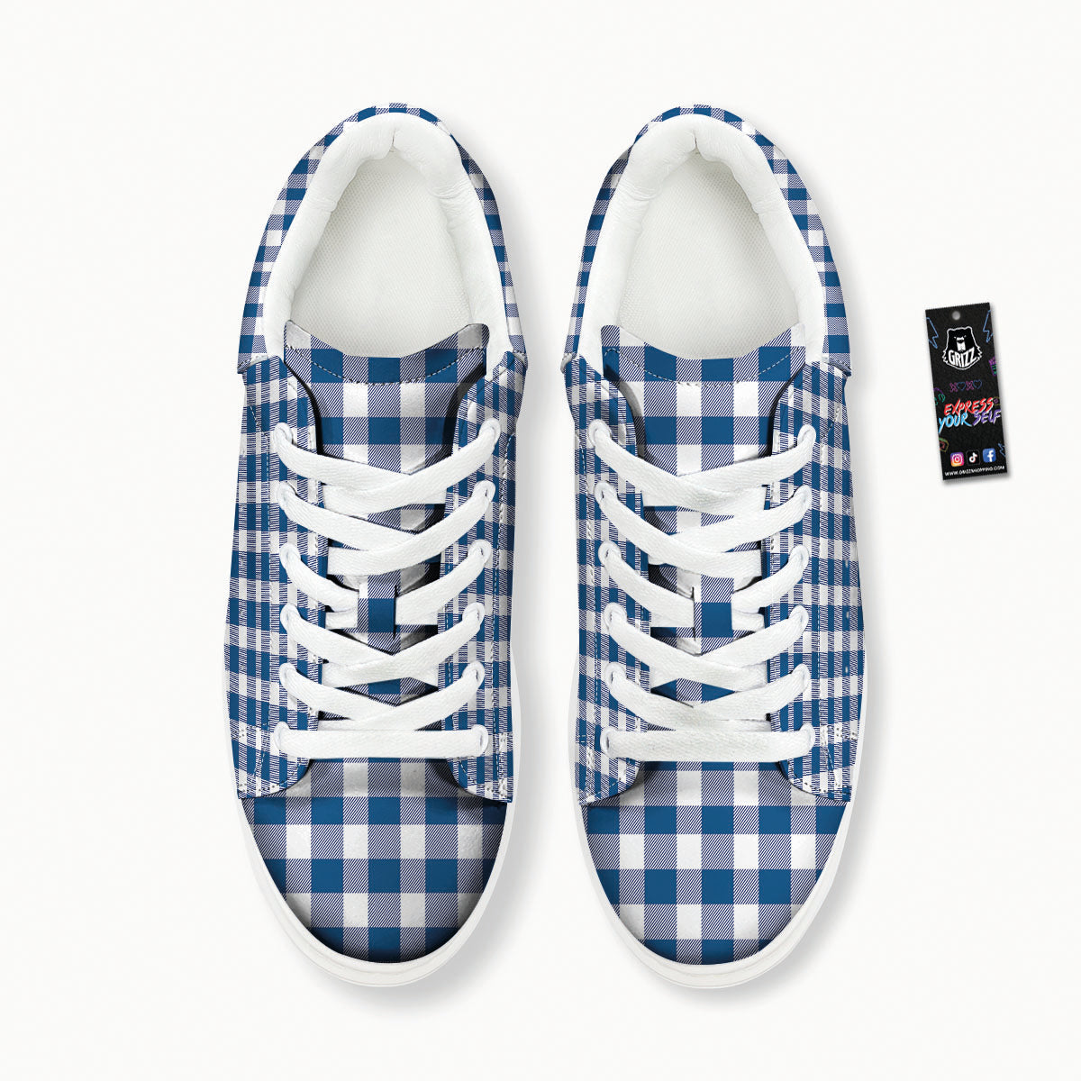 Buffalo Check Blue Print Pattern Platform Shoes-grizzshop