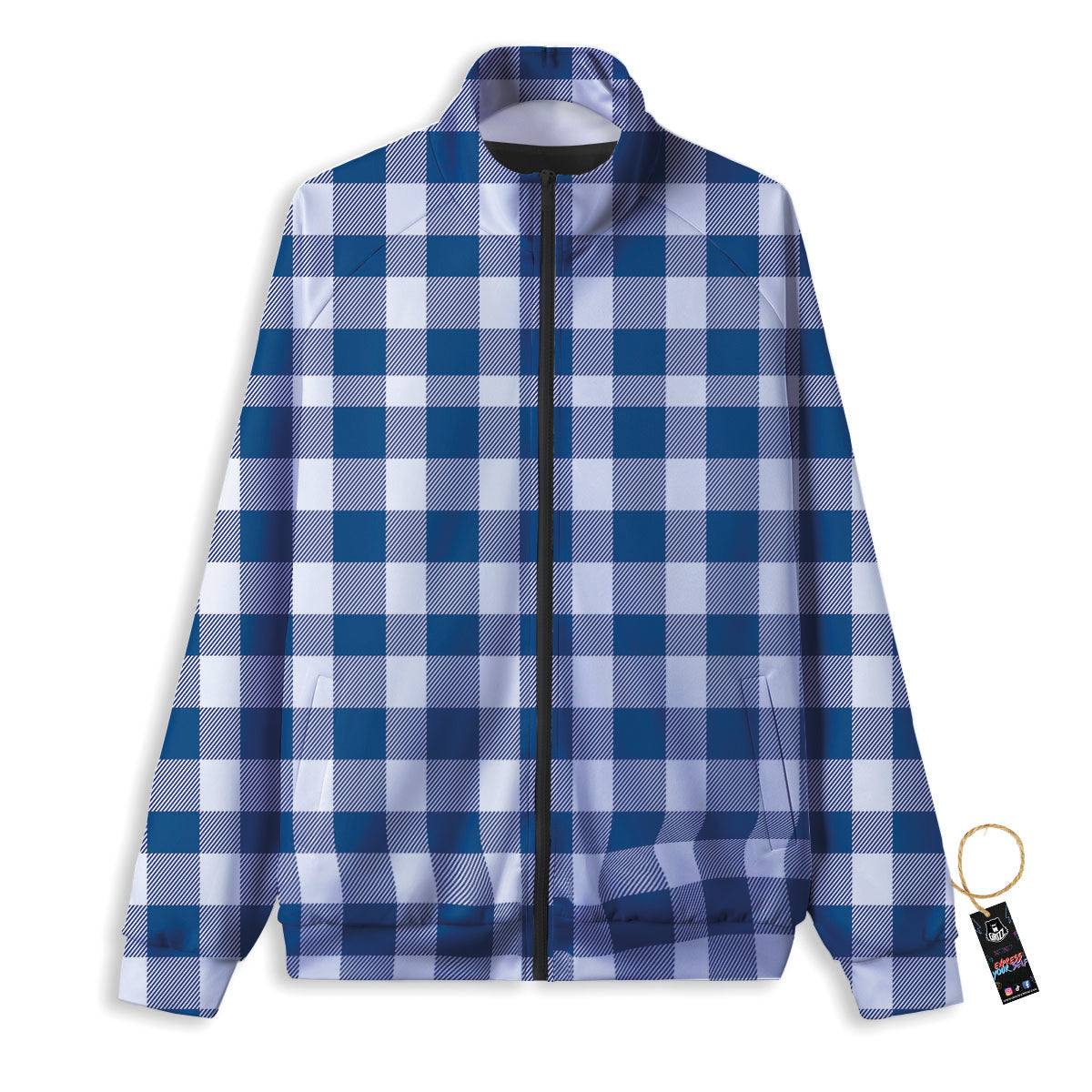 Buffalo Check Blue Print Pattern Track Jacket-grizzshop