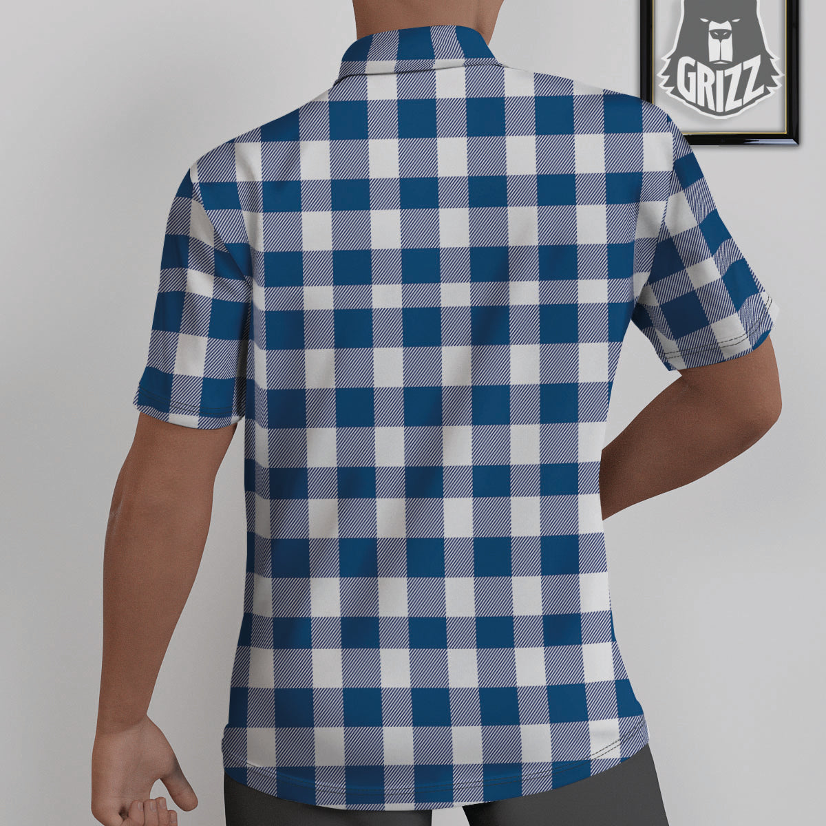 Buffalo Check Blue Print Pattern Untucked Shirts-grizzshop