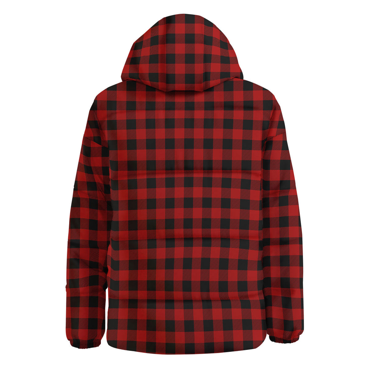 Buffalo Check Cardinal Red Print Pattern Down Jacket-grizzshop