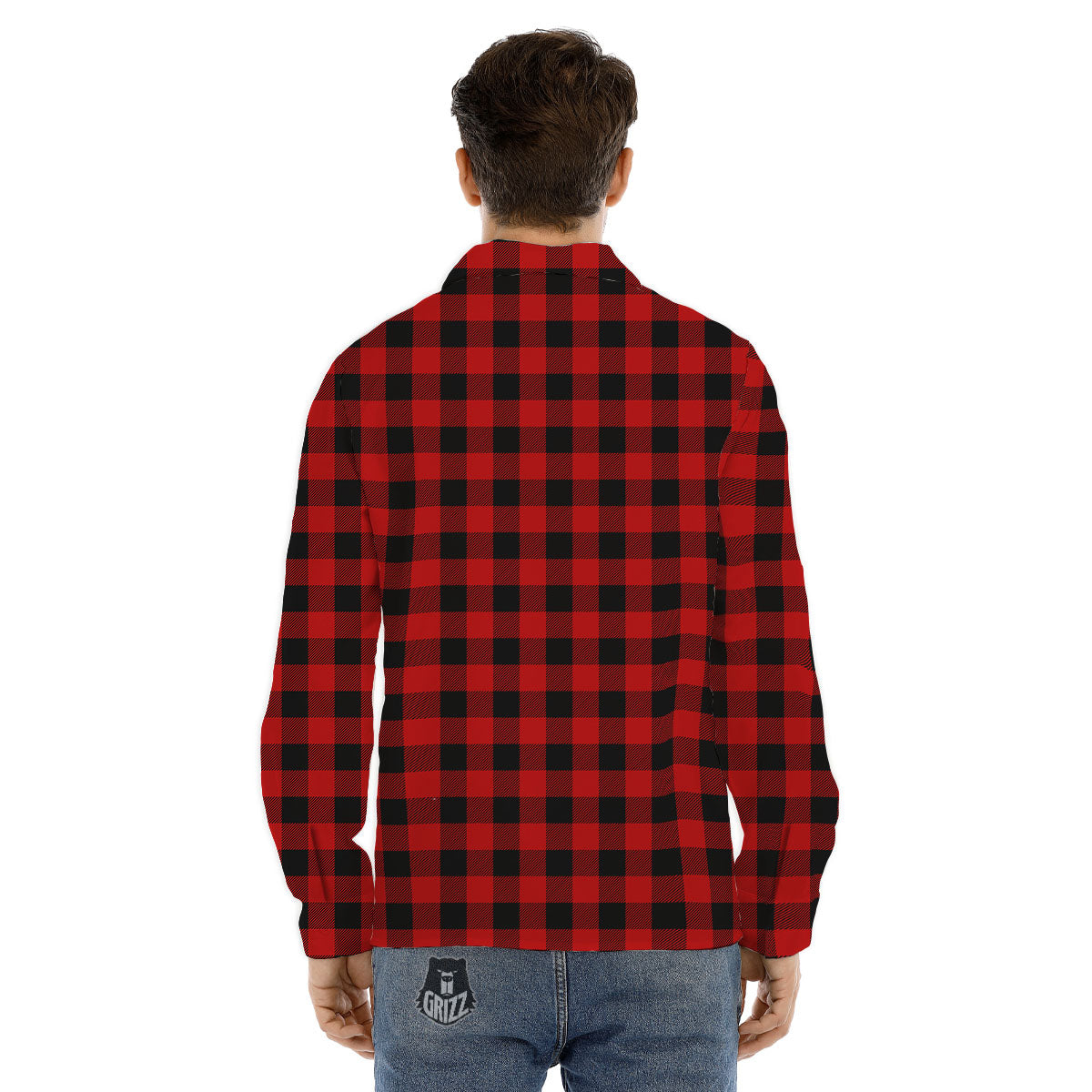 Buffalo Check Cardinal Red Print Pattern Men's Dress Shirts-grizzshop
