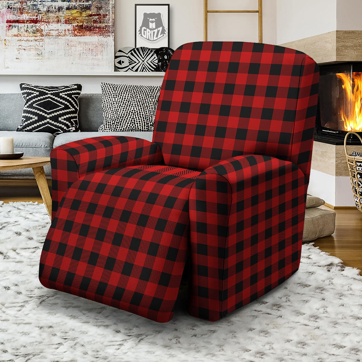 Red buffalo plaid online chair covers