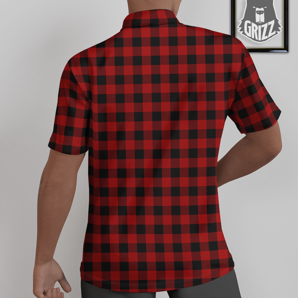 Buffalo Check Cardinal Red Print Pattern Untucked Shirts-grizzshop