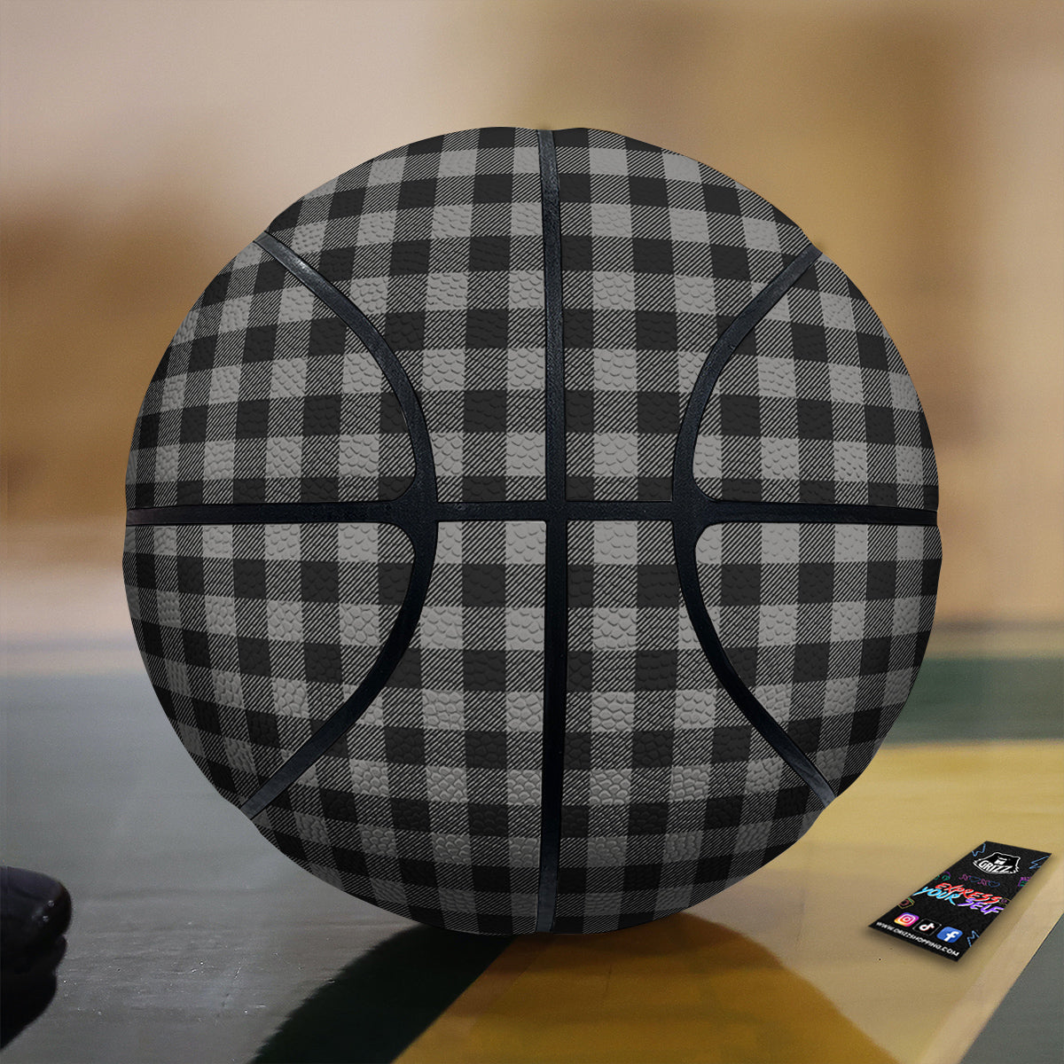 Buffalo Check Dark Grey And Black Print Basketball-grizzshop