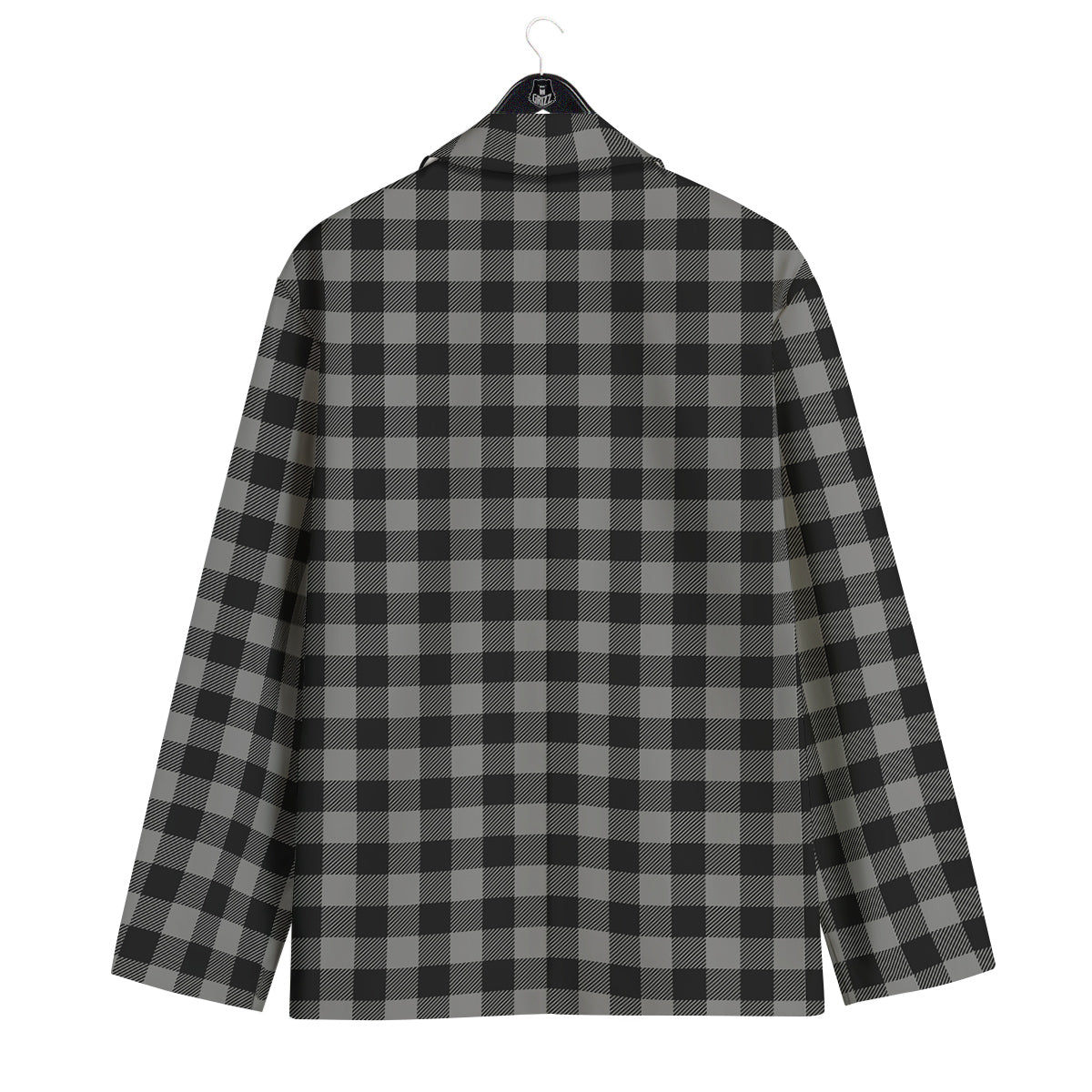 Buffalo Check Dark Grey And Black Print Men's Sport Coat-grizzshop