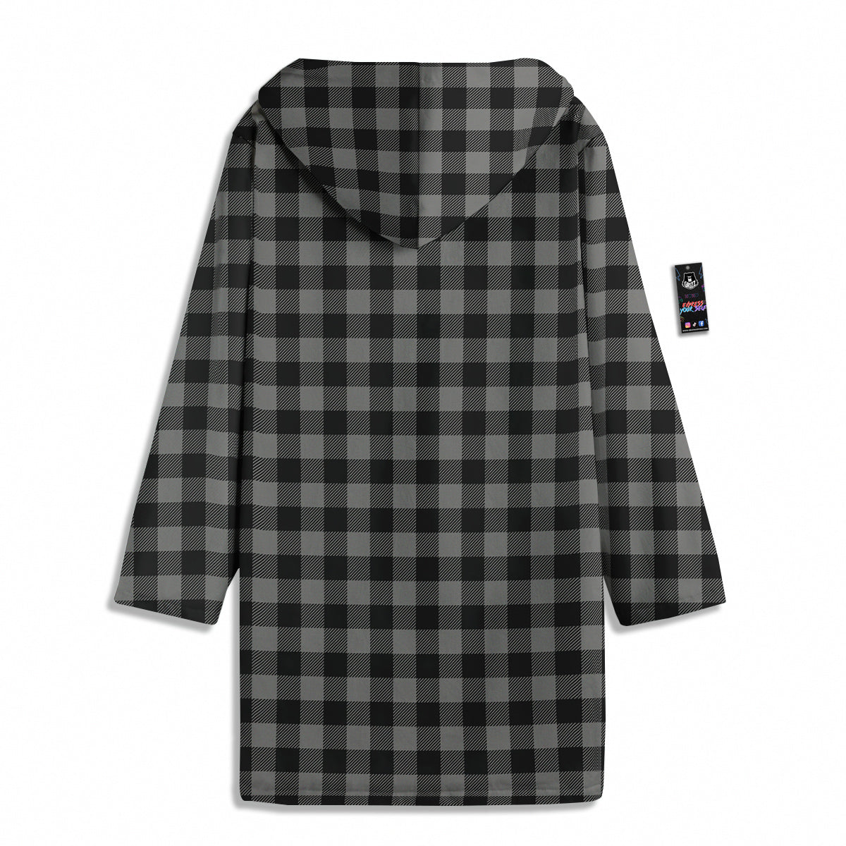 Buffalo Check Dark Grey And Black Print Men's Windbreaker Jacket-grizzshop
