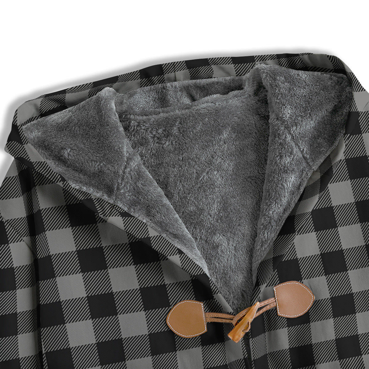 Buffalo Check Dark Grey And Black Print Men's Windbreaker Jacket-grizzshop
