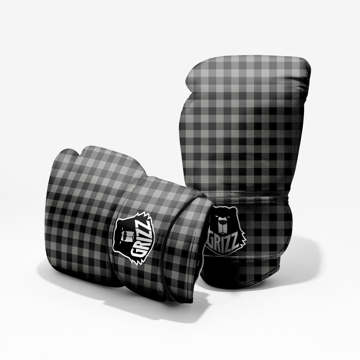 Buffalo Check Dark Grey And Black Print Pro Boxing Glove