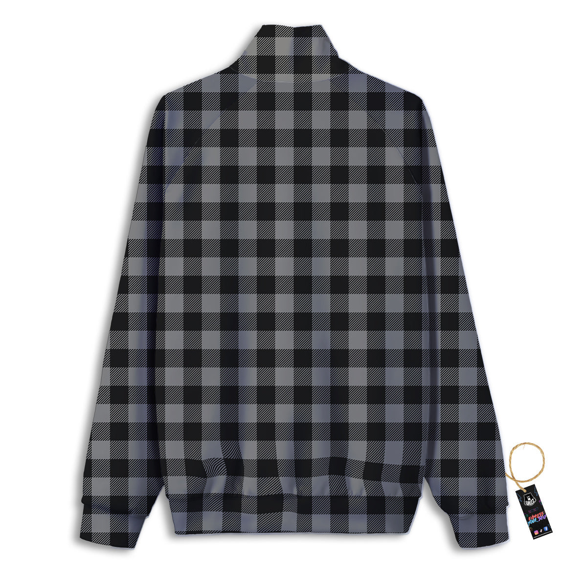 Buffalo Check Dark Grey And Black Print Track Jacket-grizzshop