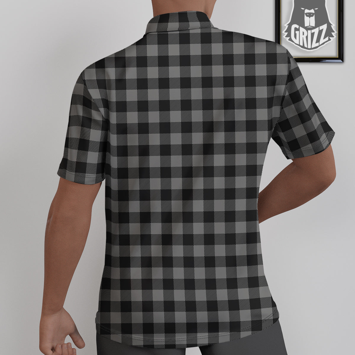 Buffalo Check Dark Grey And Black Print Untucked Shirts-grizzshop